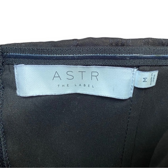 ASTR Black Metallic Stripe Chiffon Overlay One Shoulder Blouse | Size M - Picture 9 of 14